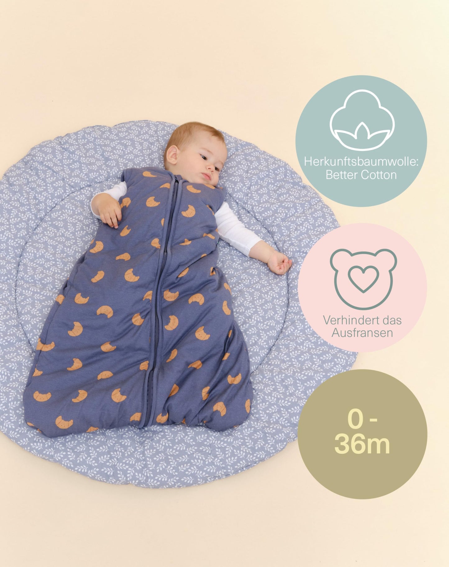 molis&co - Baby Sleeping Bag 2.5 TOG - All-Year Sleeping Bag - Baby Sleeping Bag Newborn - 100% Cotton (Oeko-Tex 100), Sleeveless Winter Sleeping Bag Padded - Premium Quality - Colima (70 cm)