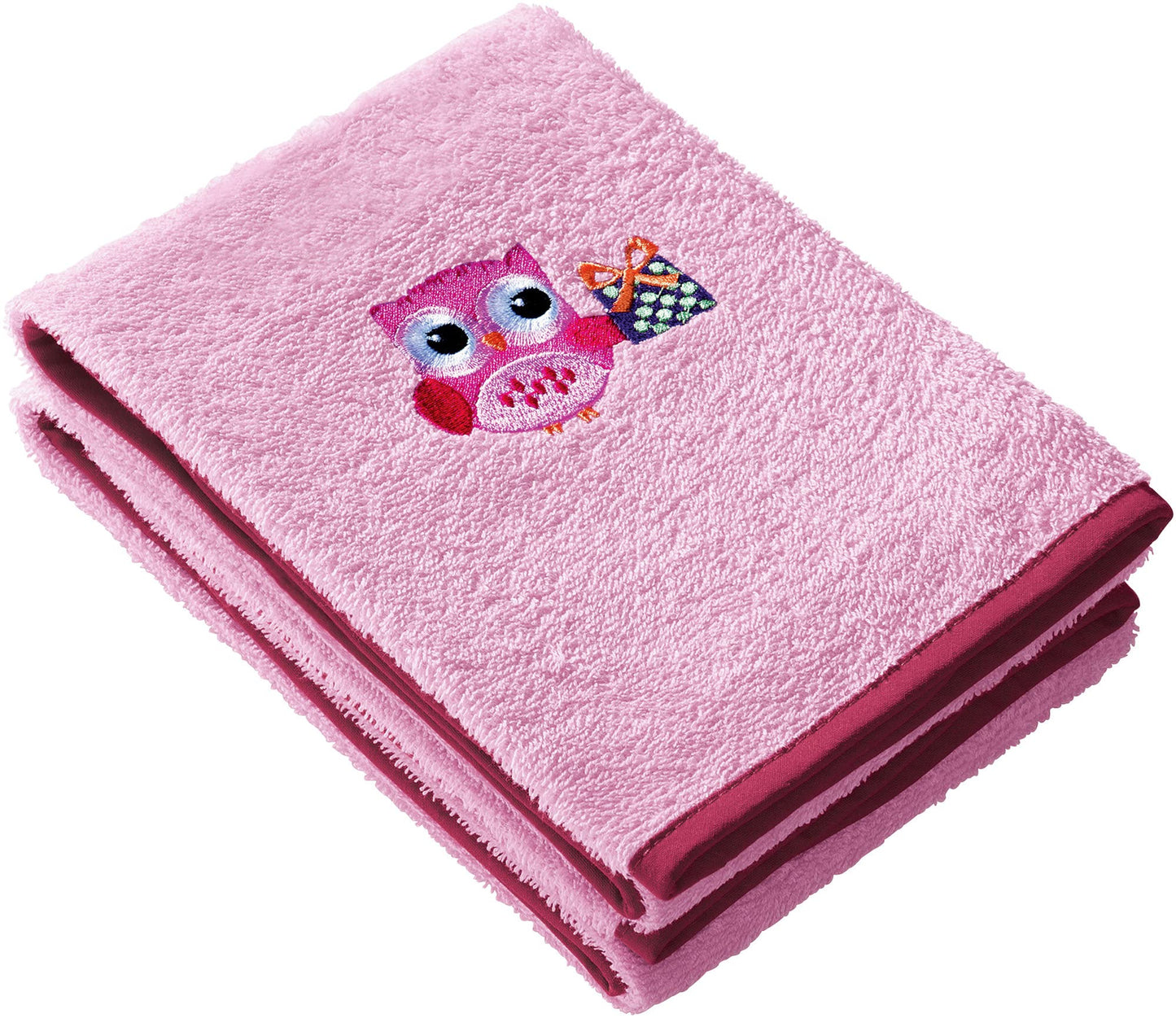 Erwin Müller Kinder Waschhandschuh, Waschlappen Frottier 3er-Pack Eule rosa Größe 15x21 cm - saugstark, langlebig, angenehm weich