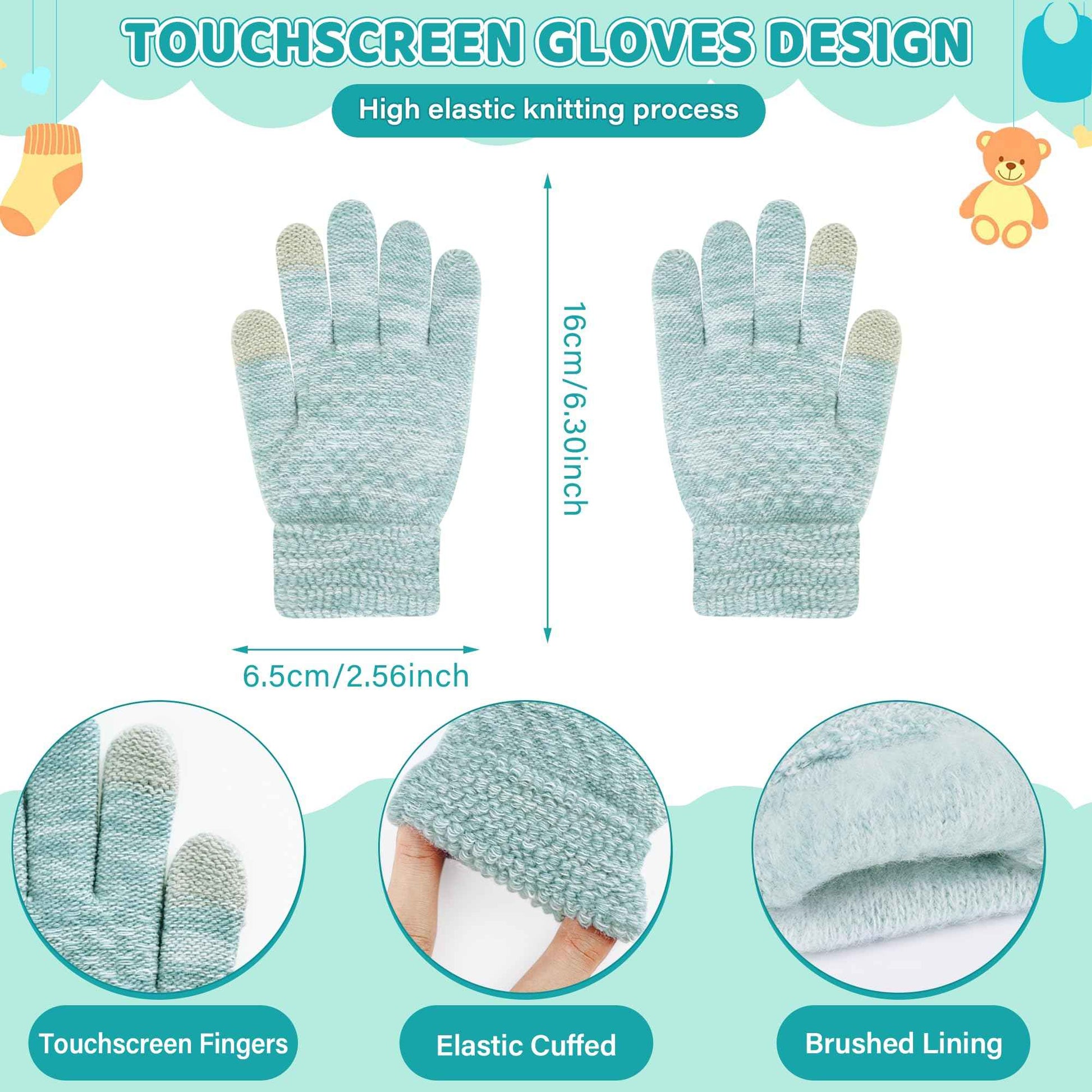 Children's Winter Hat Loop Scarf Touchscreen Gloves Set 2 3 4 5 6 7 Years Toddler Winter Hat Beanie Tube Scarf Knitted Pom Hats Gift Girls Boys