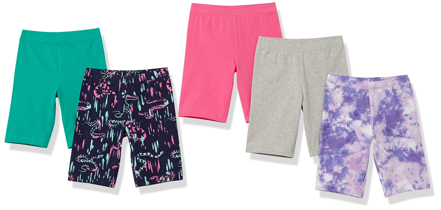 Amazon Essentials Mädchen Midi-Radshorts (Früher Spotted Zebra), 5er-Pack
