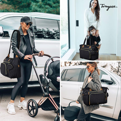 Wickeltasche mit Schnullertasche und Wickelunterlage, Wickelrucksack Multifunktions-Babytasche für Große Reisewindeltasche für Mama und Papa, isolierten Taschen-Dunkelblau