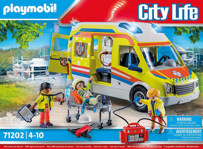 Playmobil City Life 71202 Ambulance with Light and Sound, Toy for Children from 4 Years