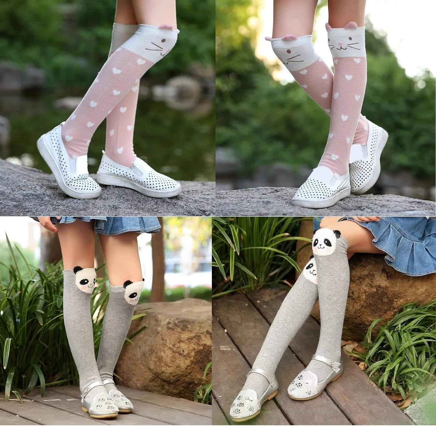 CISMARK Girls' Knee Socks 6 Pairs for Children Gifts Long Funny Children's Socks Animal Cotton Socks 3-12 Years