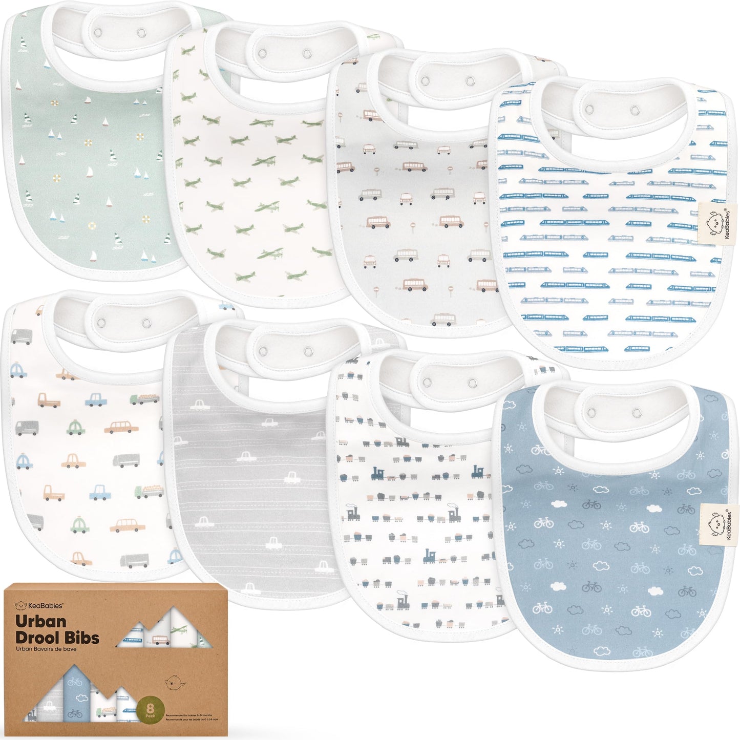 Baby Bibs for Boys &amp; Girls - 8-Pack Organic Cotton Teething Bibs - Baby Bibs for Girls &amp; Boys - Large Bibs for Infants, Toddlers (Wilderness) 