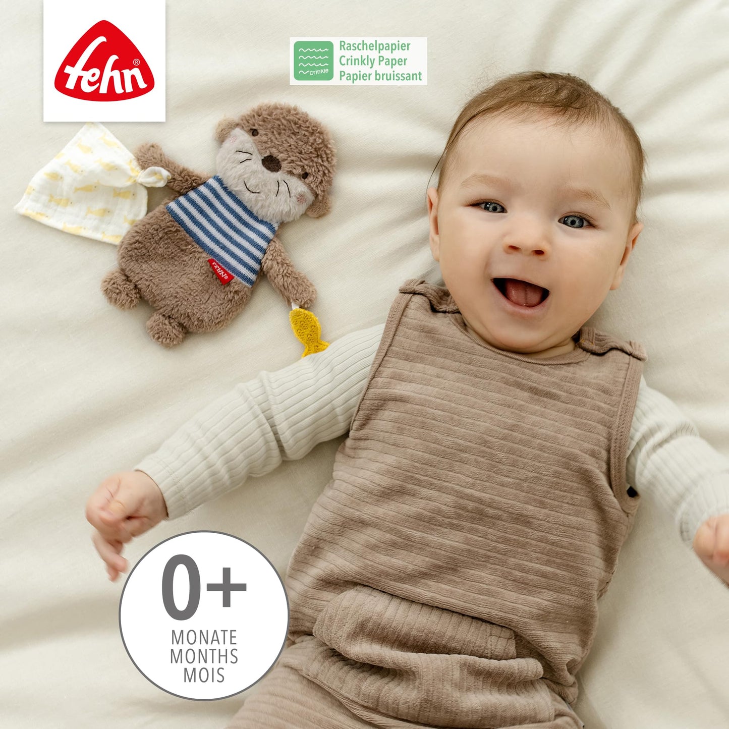 Fehn Knister Seestern – Activity Baby Raschel Spielzeug zum Greifen und Spielen - Activity-Rascheltier Babyspielzeug - Motorikspielzeug & Knisterspielzeug für Babys und Kleinkinder ab 0+ Monaten