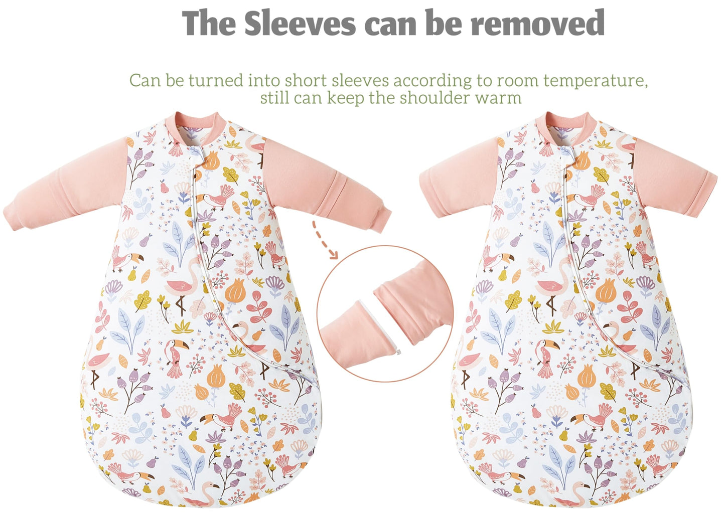 Chilsuessy Baby Sleeping Bag Winter with Removable Long Sleeve Organic Cotton Baby Sleeping Bag Small Children All-Year Sleeping Bag Pyjamas for Boys and Girls, Crown/2.5 Tog, 75-90 cm