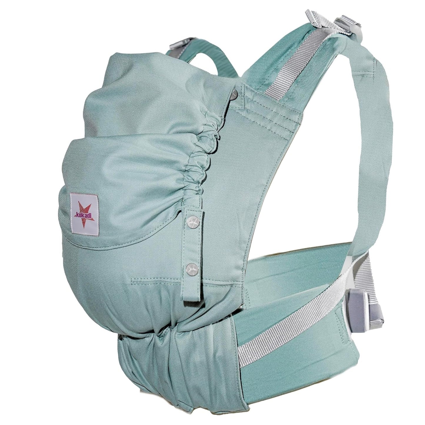 KOKADI Babytrage Flip Just Mint - Babytrage ab Geburt ✓ Ergonomisch ✓ Mitwachsend ✓ Half-Buckle ✓ Bio-Baumwolle ✓ GOTS zertifiziert ✓ GRATIS BeutelGröße: Baby