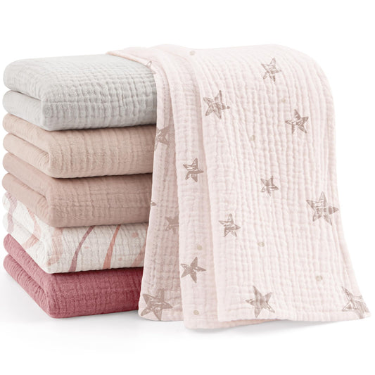 Bearmoss Moltontücher Baby 100% Baumwolle Weiche Spucktücher Baby,Atmungsaktiv und Extrem Saugfähig Musselin Tuch für Saugstark Mulltücher 6er 60x60 cm (Dinosaurier)