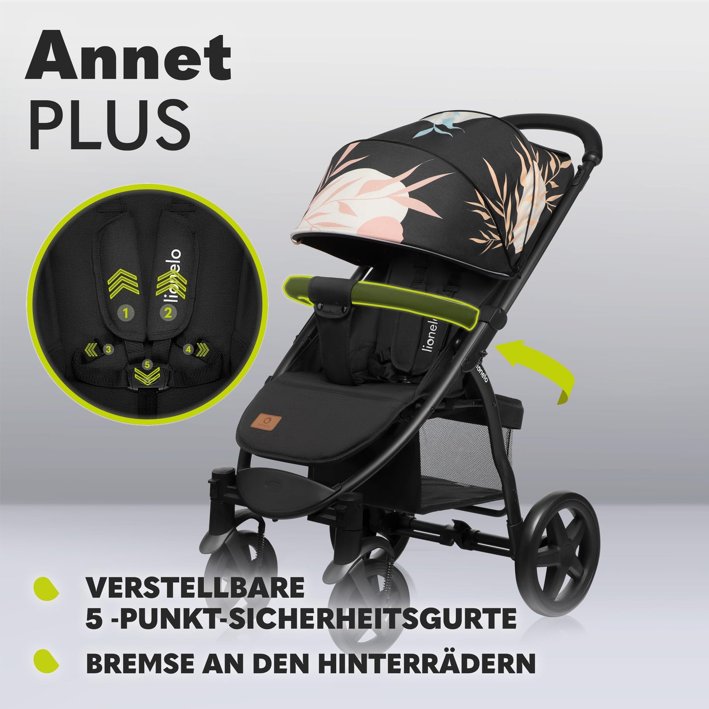LIONELO Annet Plus Buggy up to 22 kg with Reclining Function, Small Folding Pushchair with Accessories, EVA Foam Wheels, Mosquito Net, Foot Cover Drink Holder, Basket Dreamin