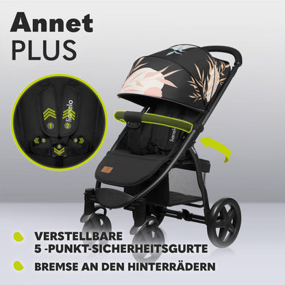 LIONELO Annet Plus Buggy up to 22 kg with Reclining Function, Small Folding Pushchair with Accessories, EVA Foam Wheels, Mosquito Net, Foot Cover Drink Holder, Basket Dreamin