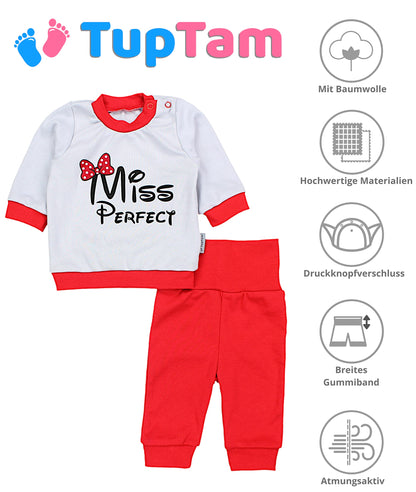 Baby Mädchen Langarm Shirt mit Print Saying Baby Hose Baby Kleidung 2-teiliges Set
