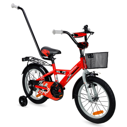 MIRAVO Kinderfahrrad Fahrrad Kinder Ab 2 Bis 8 Jahre Mit Stützrädern Schubstange V-Brake Bremsen Rückstrahl Aufkleber 12 16 20 Zoll Radgröße Korb Für Junge Spark - Meloni2