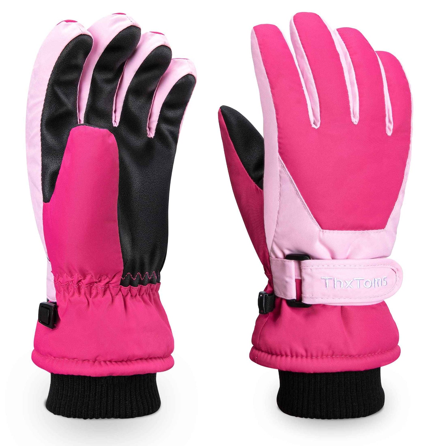 ThxToms Children's Ski Gloves, Winter Snow Ski Gloves, -15°C, Windproof, Waterproof, Warm, PU Thickened Cold Weather, Outdoor Sports, Snowboarding, Skiing, Bike, for Boys and Girls aged 3-13 Years Old