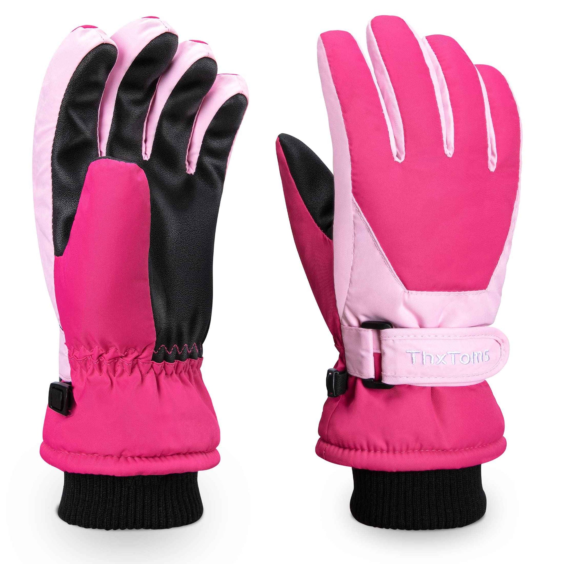 ThxToms Children's Ski Gloves, Winter Snow Ski Gloves, -15°C, Windproof, Waterproof, Warm, PU Thickened Cold Weather, Outdoor Sports, Snowboarding, Skiing, Bike, for Boys and Girls aged 3-13 Years Old