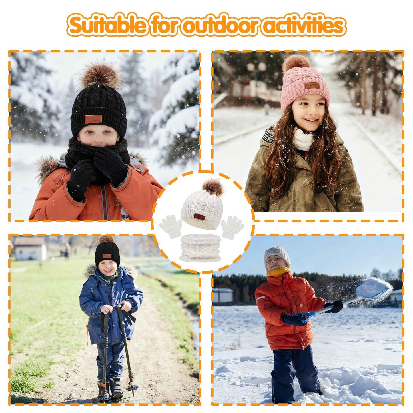 3-in-1 Children's Winter Hat Scarf Gloves Set