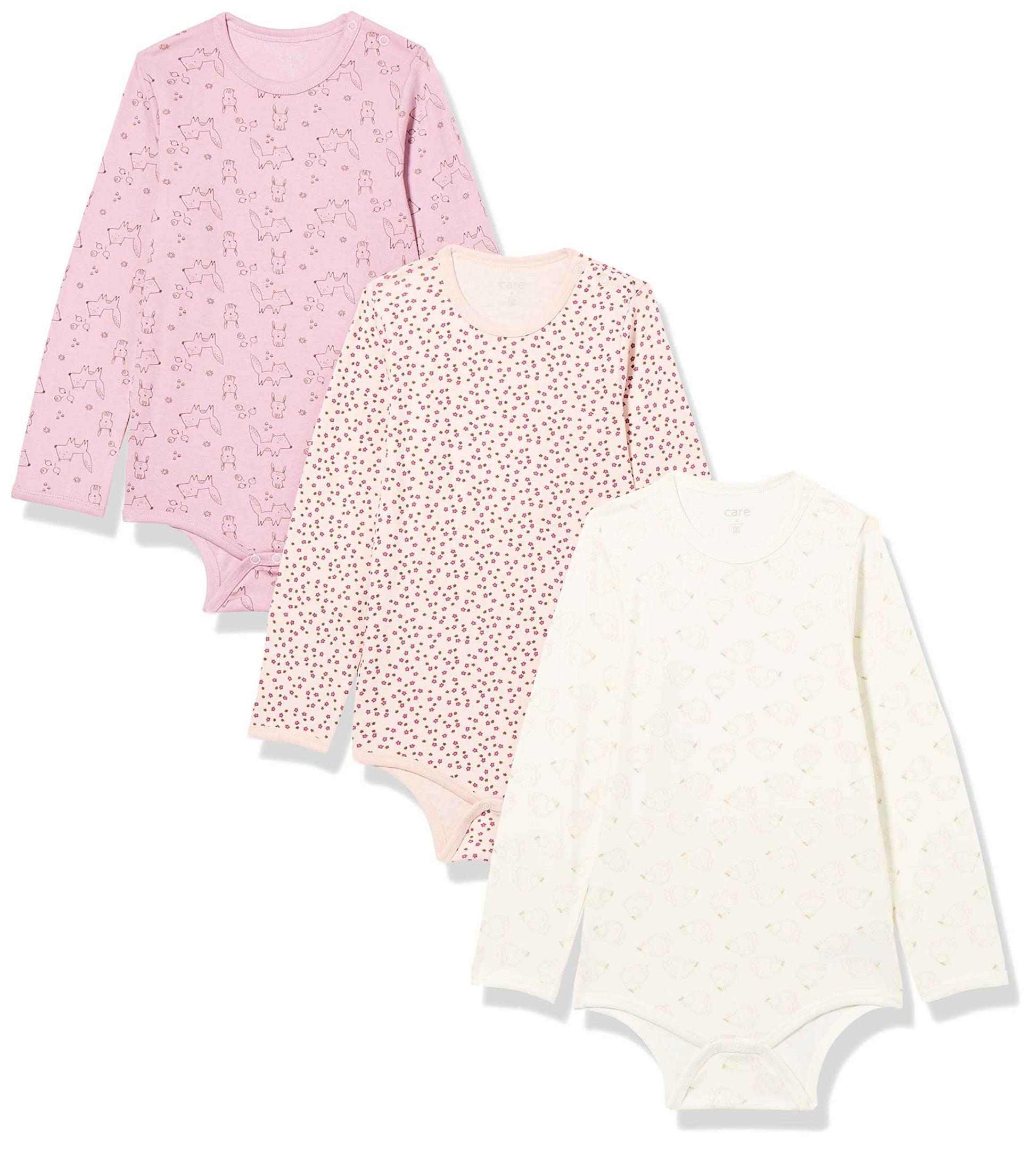 Care Unisex Baby Bodysuit, Long-Sleeved, 100% Cotton (Pack of 3 and 6)