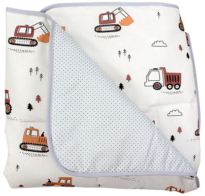 TupTam Krabbeldecke für Baby 120x120 cm - Gepolsterte Spieldecke Baby Baumwolle, XXL, OEKO-TEX, Weich & Hautfreundlich, Farbe: Wald/Beige