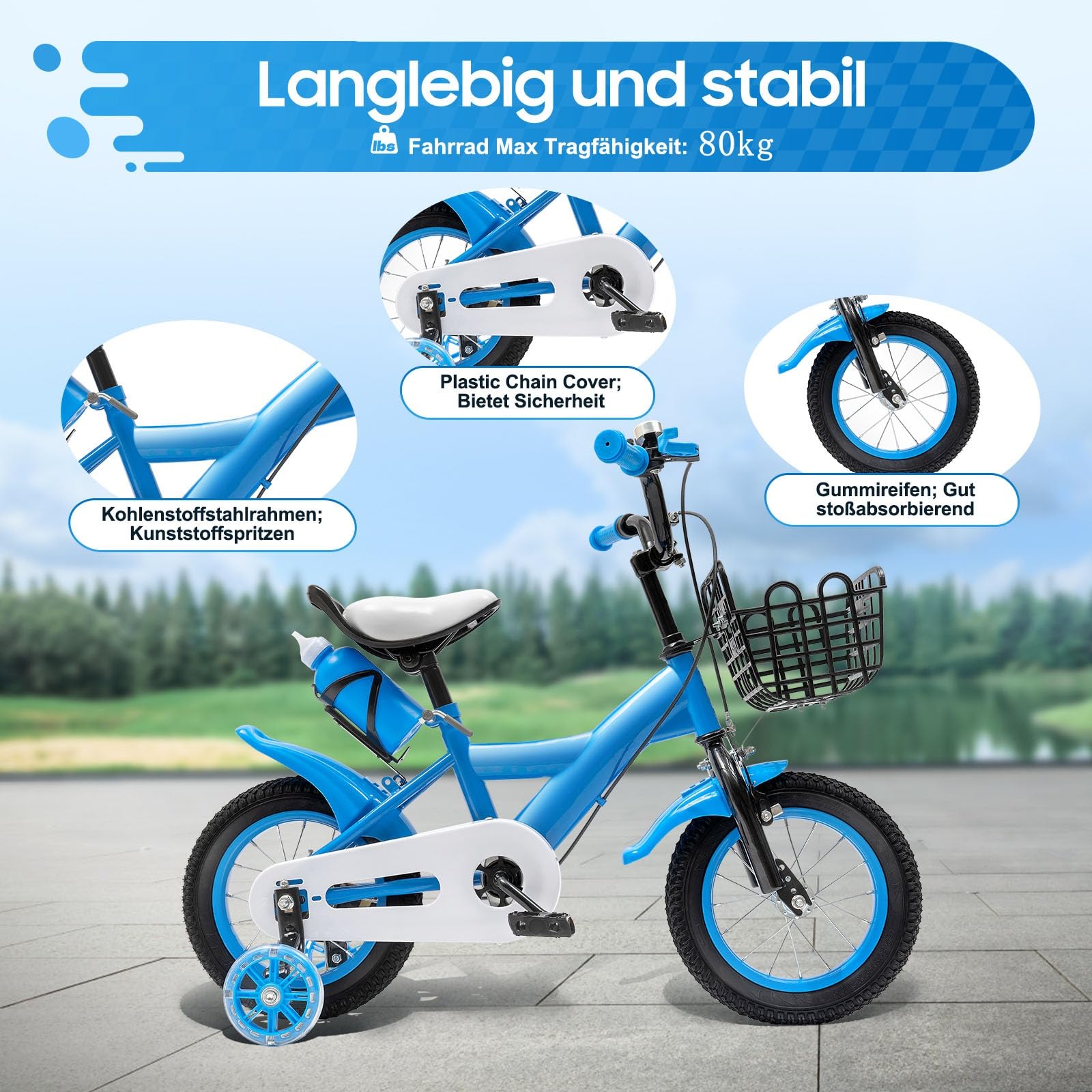 Charocean 12 Zoll Kinderfahrrad für ab 2-5 Jahre Jungen & Mädchen, Upgraded Kinder Fahrrad mit Stützrädern, Fahrrad für Kinder, HöHenverstellbar Kinderfahrräder für Schulung Outdoor Reiten - Meloni2