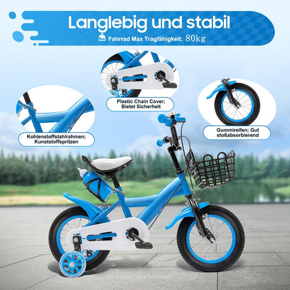 Charocean 12 Zoll Kinderfahrrad für ab 2-5 Jahre Jungen & Mädchen, Upgraded Kinder Fahrrad mit Stützrädern, Fahrrad für Kinder, HöHenverstellbar Kinderfahrräder für Schulung Outdoor Reiten - Meloni2