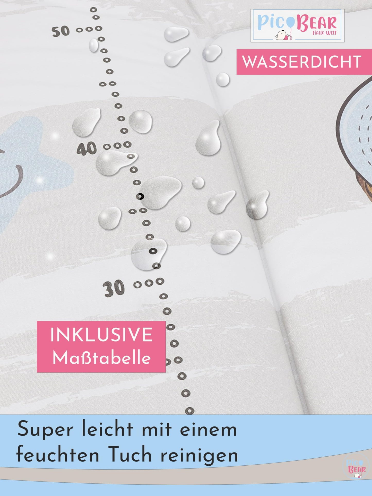 pic Bear Wickelauflage - hochwertige OEKO-TEX Wickeltischauflage - pflegeleichte Wickelunterlage - Auflage Wickelkommode - 85 x 72 cm - Sealife