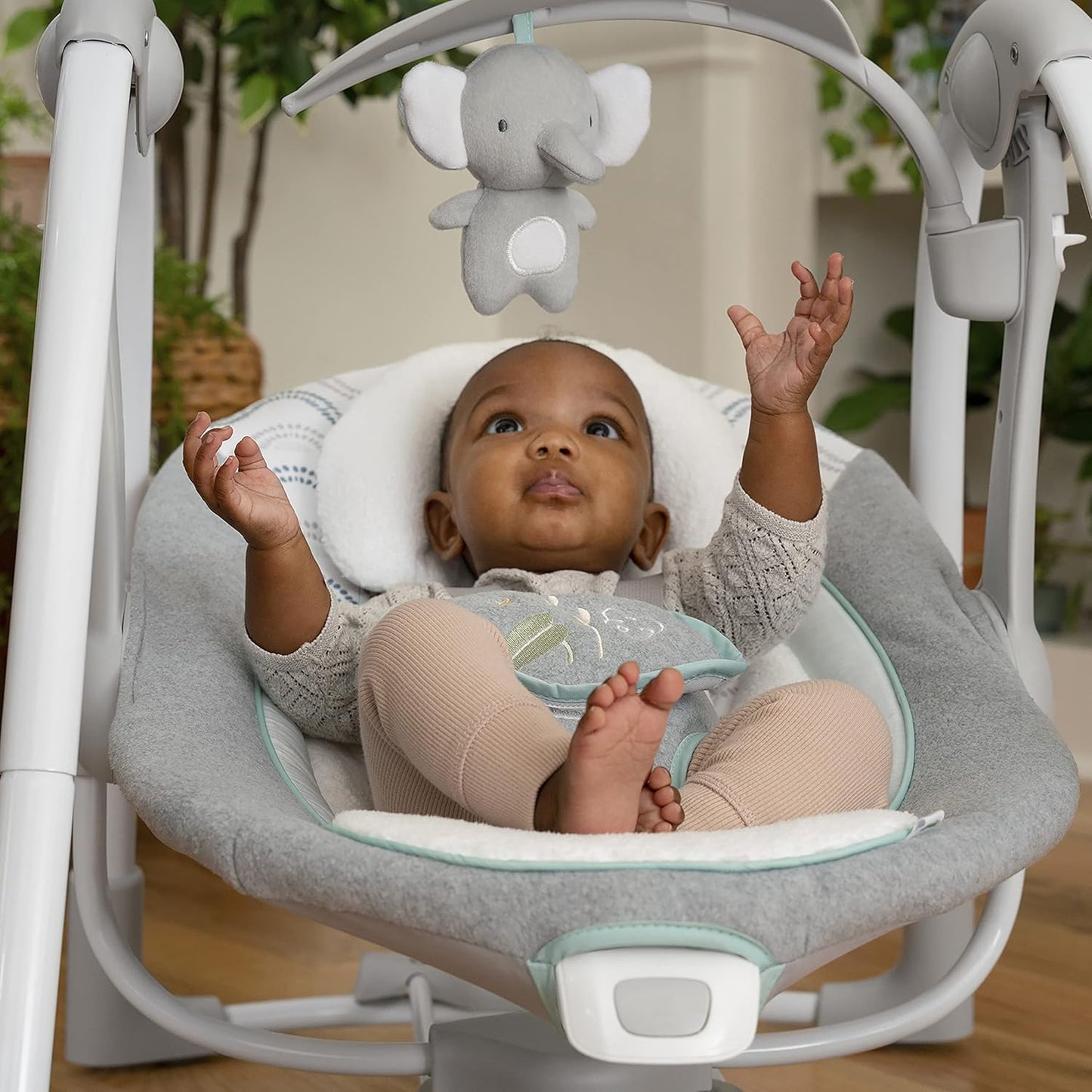 Ingenuity ConvertMe 2-in-1 Baby Swing & Rocker Baby Rocker Electric Portable Vibrations Nature Sounds 0-9 Months Max 9kg - Swell