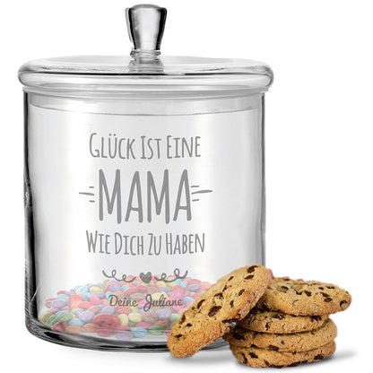 Leonardo Keksglas mit Gravur "Glück ist eine Mama"
