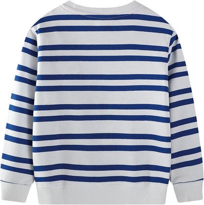 Jungen Pullover Sweatshirt Kinder Casual Langarm Tops Tier Flugzeug Winter Warm Streifen Oberteile Alter 2-7 Jahre
