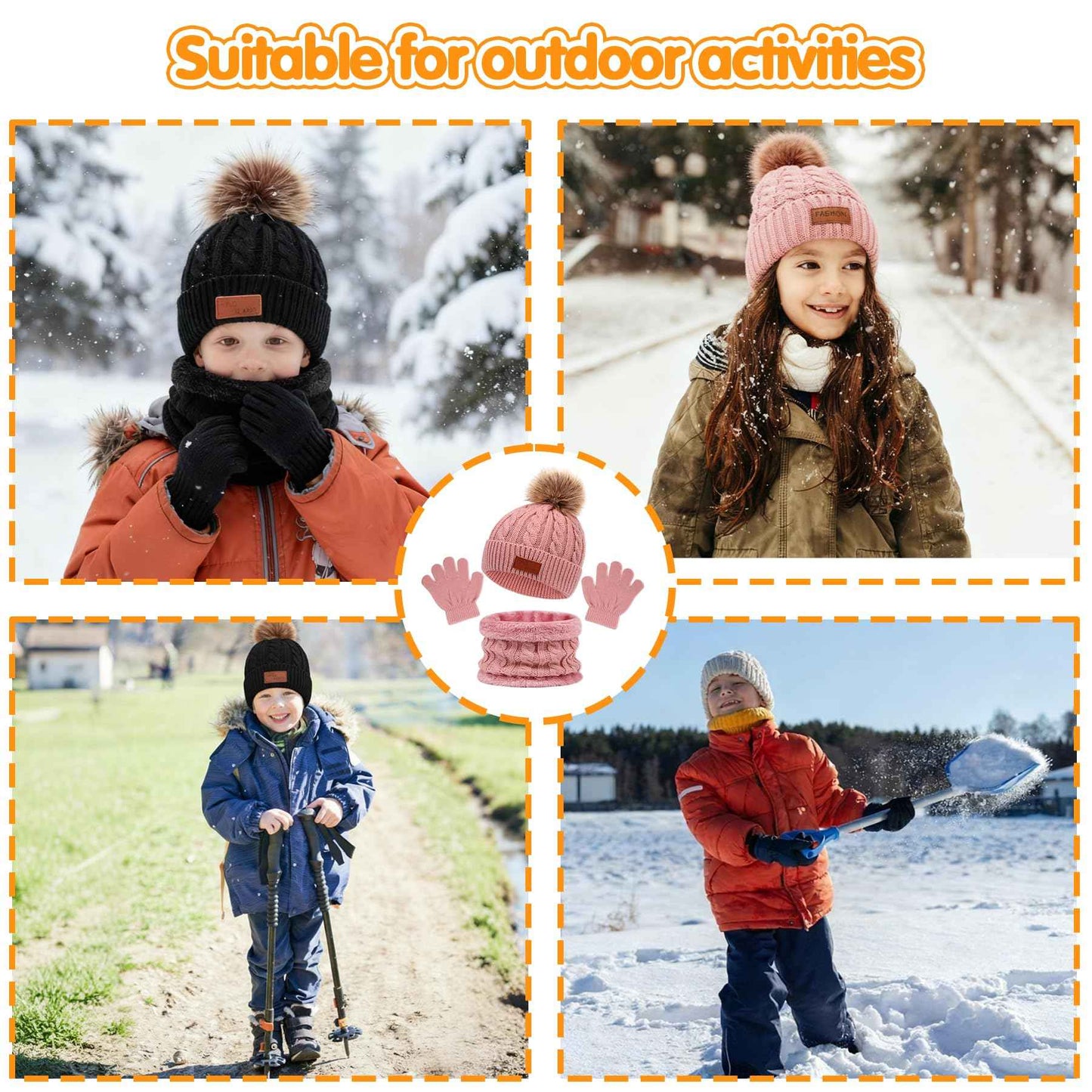 3-in-1 Children's Winter Hat Scarf Gloves Set
