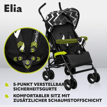 LIONELO Elia Buggy Small Foldable Pushchair up to 15 kg, Back and Footrest Adjustment, Rear Wheel Brake, Mosquito Net, Shopping Basket - Meloni2