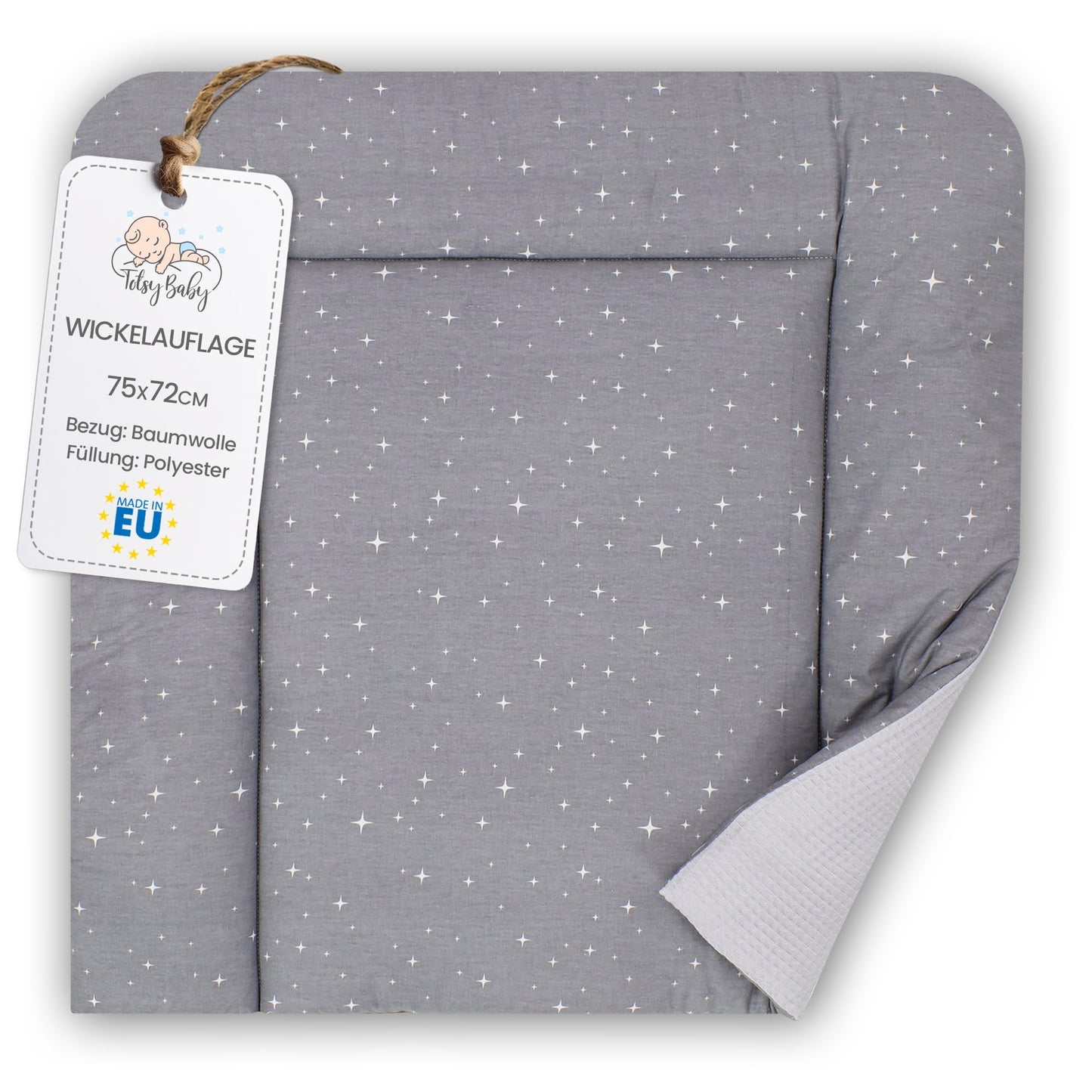 Wickelauflage Wickelunterlage aus Baumwolle 75x72 cm - Weich und waschbar Wickelunterlage für Babys Wickelmatte aus Stoff für Wickeltisch Wickelkommode oder Waschmaschine 75 x 72 Wilde Rose