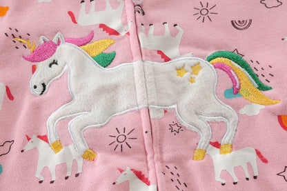 EULLA Children's Girls' Zip Up Hoodie Sweat Jacket Hooded Jacket Hooded Jacket Hoodie Long Sleeve Cotton Unicorn Pullover Hoodie Sweatshirt with Zip 92 98 104 110 116 122