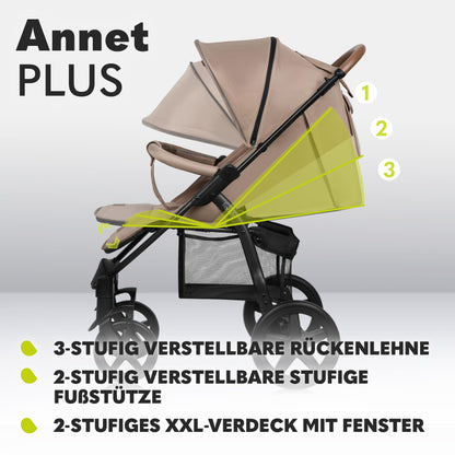 LIONELO Annet Plus Buggy up to 22 kg with Reclining Function, Small Folding Pushchair with Accessories, EVA Foam Wheels, Mosquito Net, Foot Cover Drink Holder, Basket Dreamin