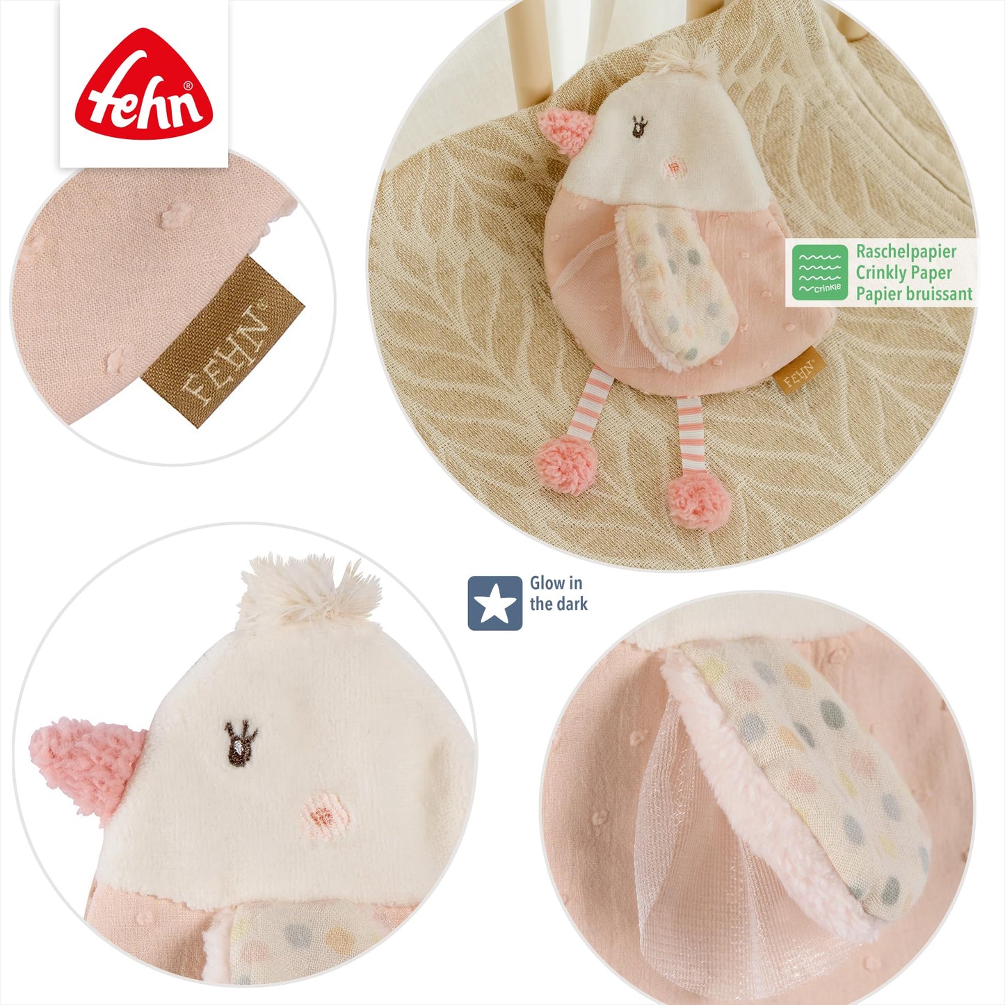 Fehn Knister Seestern – Activity Baby Raschel Spielzeug zum Greifen und Spielen - Activity-Rascheltier Babyspielzeug - Motorikspielzeug & Knisterspielzeug für Babys und Kleinkinder ab 0+ Monaten