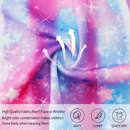 kids4ever Mädchen Kleid Ärmellos Sommerkleid Rundhals A-Linie Swing Kleid Meerjungfrau Galaxie Prinzessin Party Geburtstag 4-12 Jahre