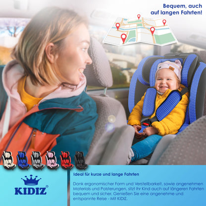 KIDIZ® Autokindersitz Triangle Premium Kindersitz Kinderautositz | Autositz Sitzschale | 9 kg - 36 kg 1-12 Jahre | Gruppe 1/2/3 | universal | zugelassen nach ECE R129/03 | mit Isofix