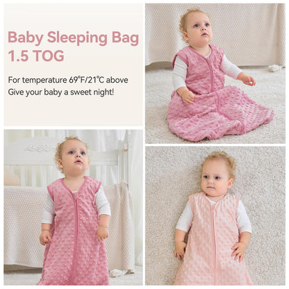 Unnivoll Baby Sleeping Bag, 1.5 Tog Baby Sleeping Bag, 0-6 Months, Pack of 2, Sleeping Bag, Winter, Autumn, 67 cm, for Boys and Girls, Newborns, Coffee