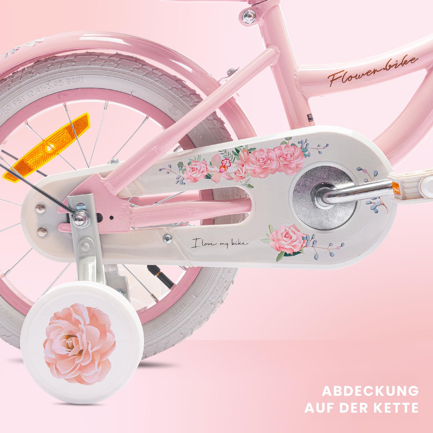 sun baby Mädchenfahrrad Flower Bike Radgröße zur Auswahl, mit Abnehmbarer Schubstange, Kinderfahrrad für Mädchen von 2 bis 6 Jahre
