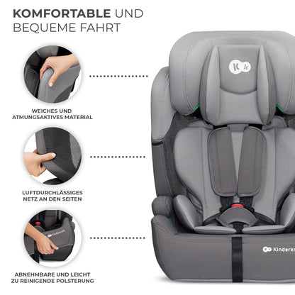 Kinderkraft Kinderautositz COMFORT UP I-SIZE, Autokindersitz, Kindersitz, ein Autositz für Kinder von 76-150 cm, 5-Punkt-Sicherheitsgurt, Einstellbare Kopfstütze, ECE R129/03, Grau - Meloni2