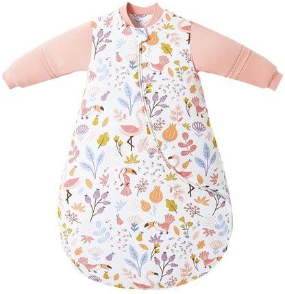 Chilsuessy Baby Sleeping Bag Winter with Removable Long Sleeve Organic Cotton Baby Sleeping Bag Small Children All-Year Sleeping Bag Pyjamas for Boys and Girls, Crown/2.5 Tog, 75-90 cm