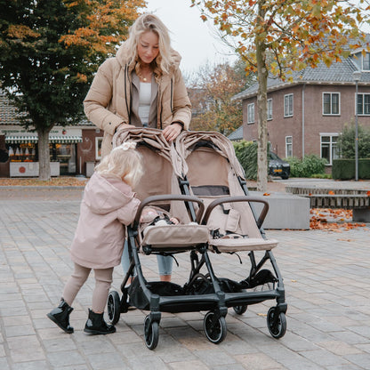 Deryan XP X2 Kinderwagen Buggy 2 in 1 - Buggy klein zusammenklappbar - Geburt bis 4 Jahre - Baby Wagen pro Sitz belastbar bis 22kg - Kinderbuggy klappbar - KOMPAKT & FALTBAR - Grau