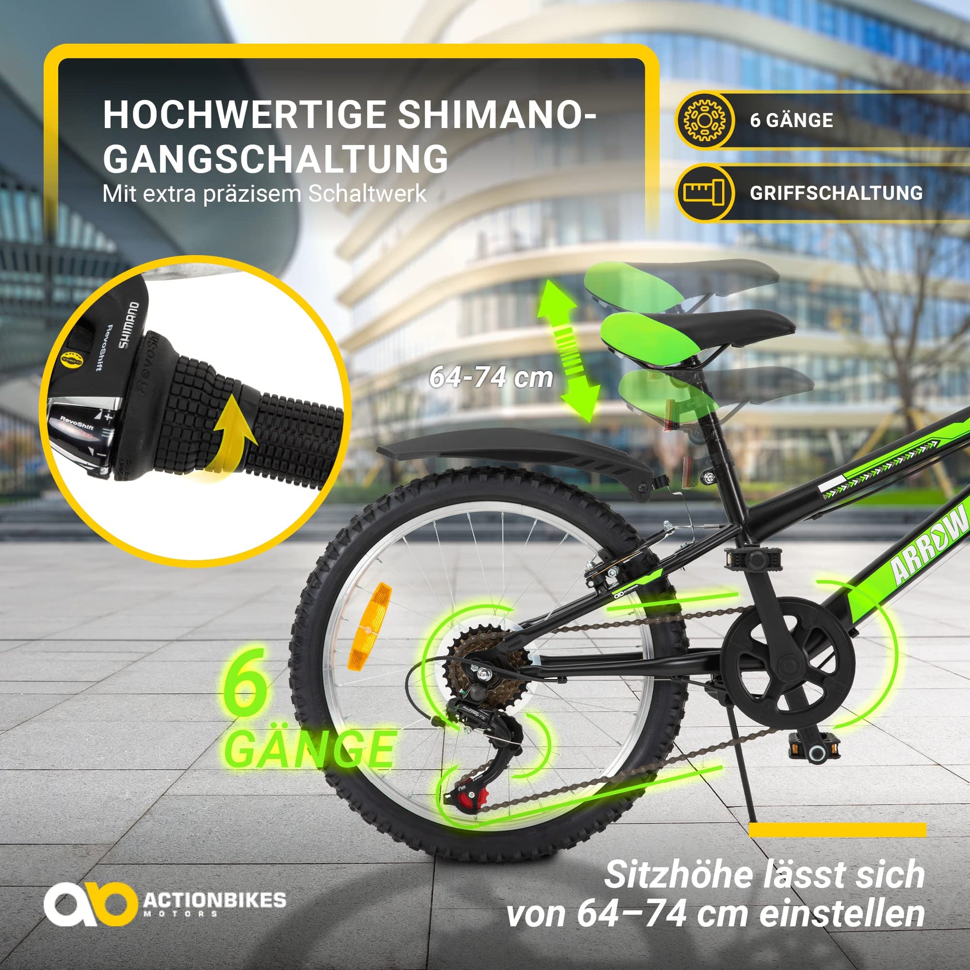 Actionbikes Kinderfahrrad Arrow | 20 Zoll 24 Zoll - V-Brake Bremsen - Fahrrad für Kinder von 6-12 Jahren - Schutzblech v. / h - Kinder Fahrrad für Mädchen & Jungen - Fahrräder - Bicycle - Kinderrad - Meloni2
