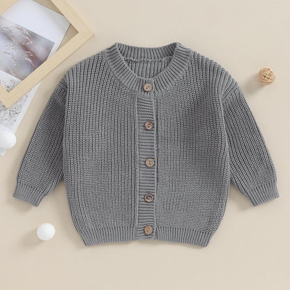 FOMOYUU Strickjacke für Kleinkinder und Neugeborene, Mädchen, langärmelig, Knopfleiste, Sweatshirt, Jacke, Herbst-Outfits