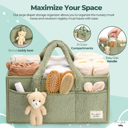 Baby Windel Caddy Organizer für Wickelauflage, Aufbewahrungskorb für Windeln und Tücher, Geschenk für Babyparty, Autowagen Organizer, Kindergarten Windel Organizer, Laptop