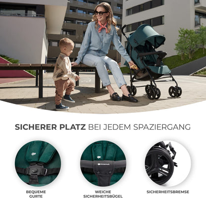 Kinderkraft TIK Kinderwagen, Liegebuggy, Sportwagen, Leicht - 6,5kg, Drehbare Vorderräder, Verstellbarer Griff, Stufenlose Einstellung der Rückenlehne, Schnelles Zusammenklappen, bis zu 17kg, Grün - Meloni2