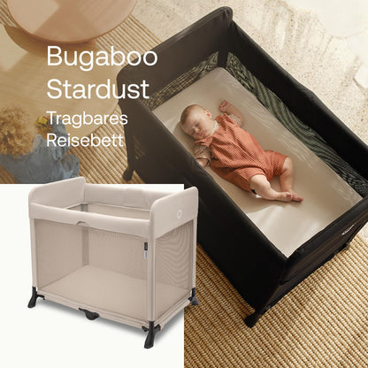 Bugaboo Stardust, 2-in-1, leichtes, kompaktes und faltbares Reisebett | kompakter Spielstall, mit Matratze, in 1 Sekunde aufgeklappt, für Babys und Kleinkinder, inklusive Tragetasche, Desert Taupe