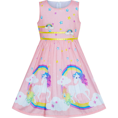Sunny Fashion Mädchen Kleid Lila Rose Doppelklicken Krawatte Party Kids Trägerkleid Gr. 98-146