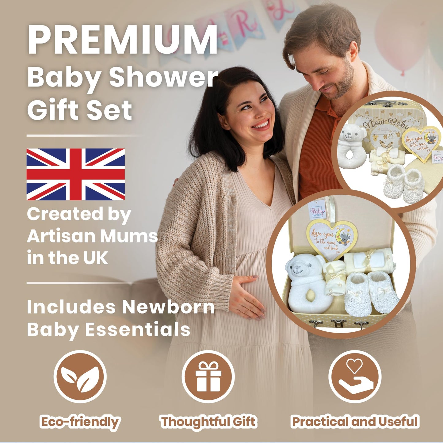 Box Shop Babyparty Mädchen Geschenk - 7 Baby Geschenkset, Für Neugeborenes, Zur Geburt - Rosa