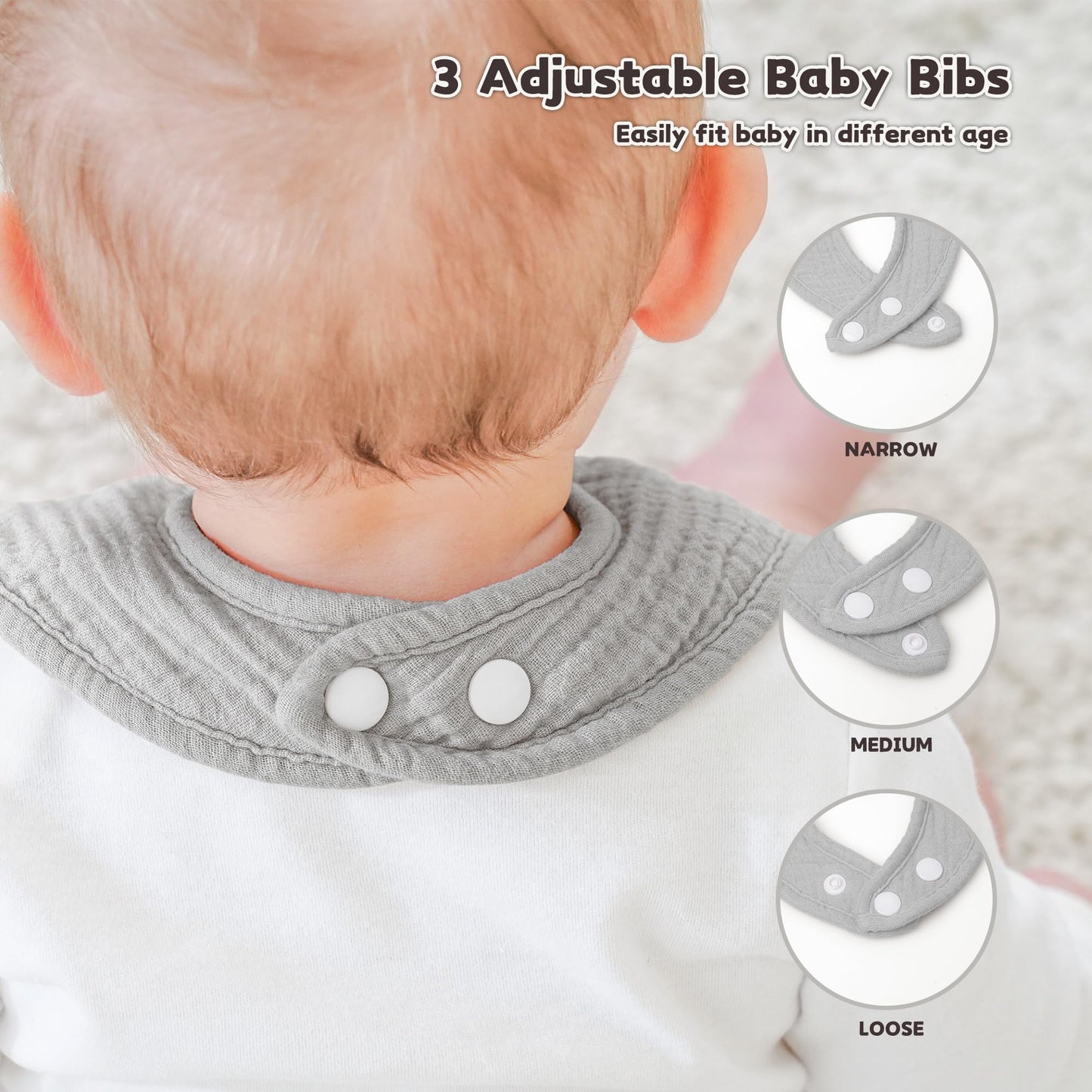Susurration Bibs Baby Muslin Bandana Baby Soft Adjustable Square Dribble Bibs 6 pack for Unisex Girls &amp; Boys 