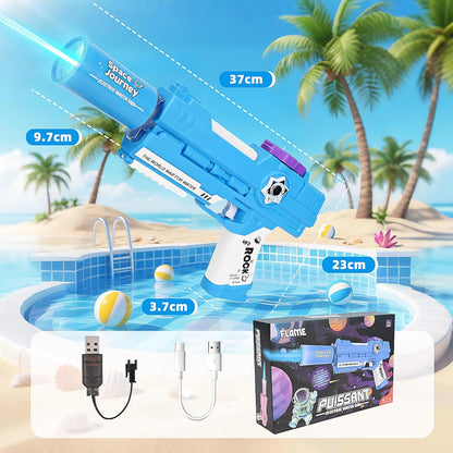 Wasserpistole Elektrisch für Kinder, Euakee Wasserspritzpistole mit Licht, Einfach zu Befüllen, Spritzpistole Wasser mit 9 Meter Große Reichweite, Ideal für Sommer Schwimmbad Strand Wasserschlacht