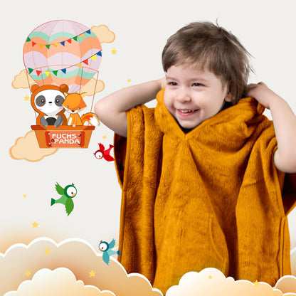 Fuchs&Panda® Badeponcho Kinder EXTRA warm, weich & kuschelig (100% Bambus) | Badeponcho Baby | Handtuch Poncho Kinder mit toller Geschenkverpackung (Kupfer-grün)